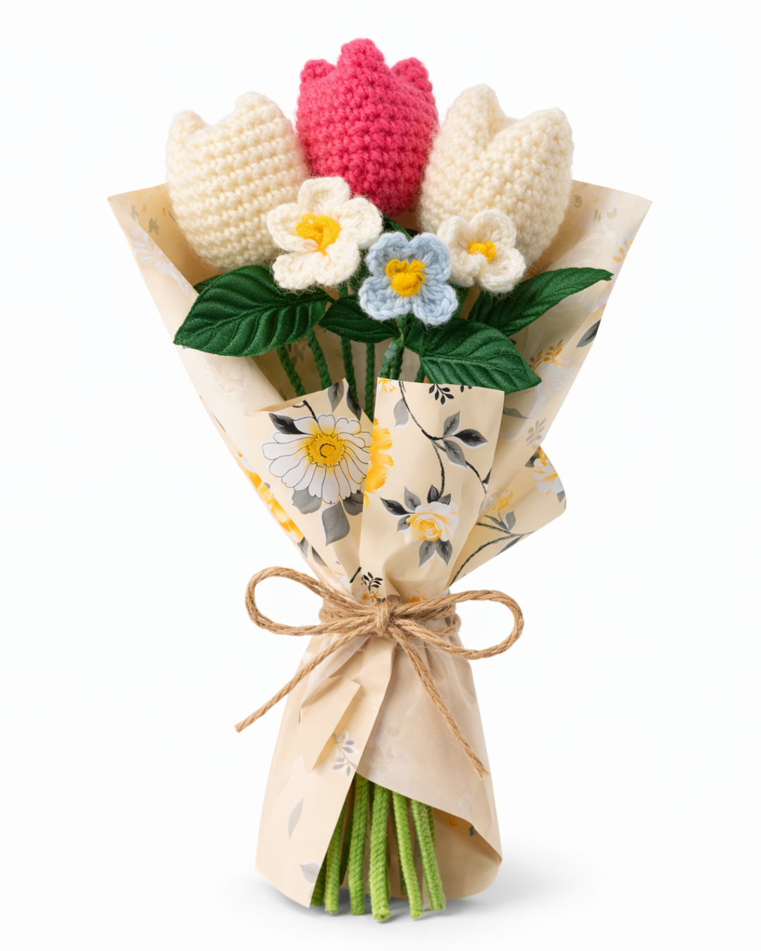 CROCHET COLORFUL FLOWER PLANT POT