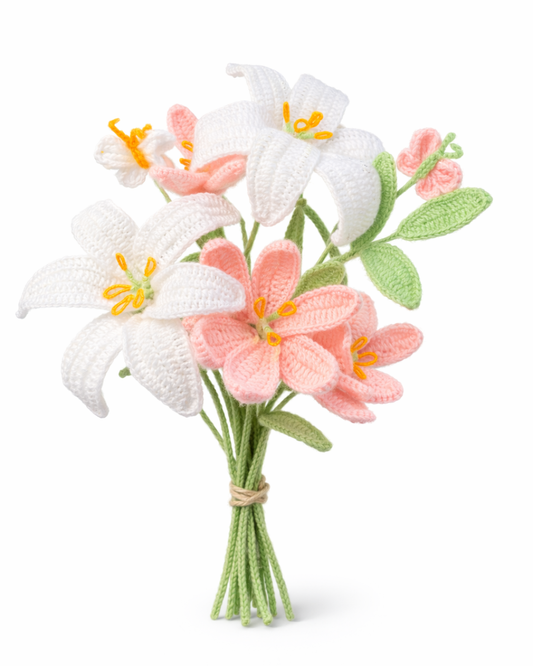 CROCHET WHITE AND PINK FLOWERS